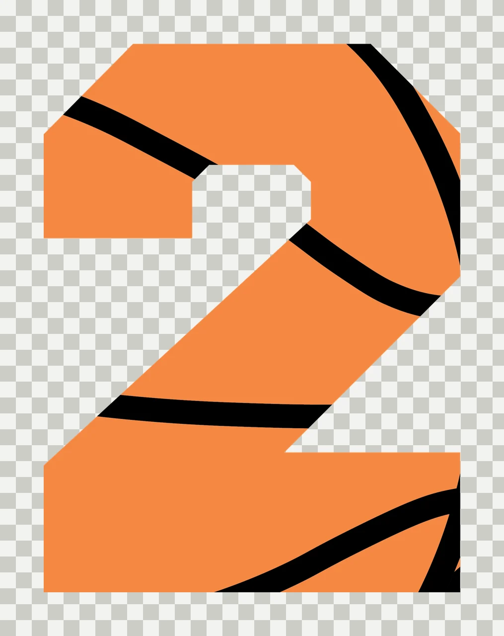 Number 2 Black Two Digit With Faint Linear white symbol graphics transparency and detail preview thumbnail