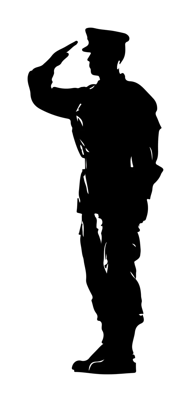 Soldier Silhouette In Military Uniform Standing A Salute saluting