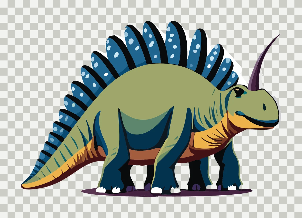 Dinosaur Silhouette With Spine Plates horn black white prehistoric transparency and detail preview thumbnail