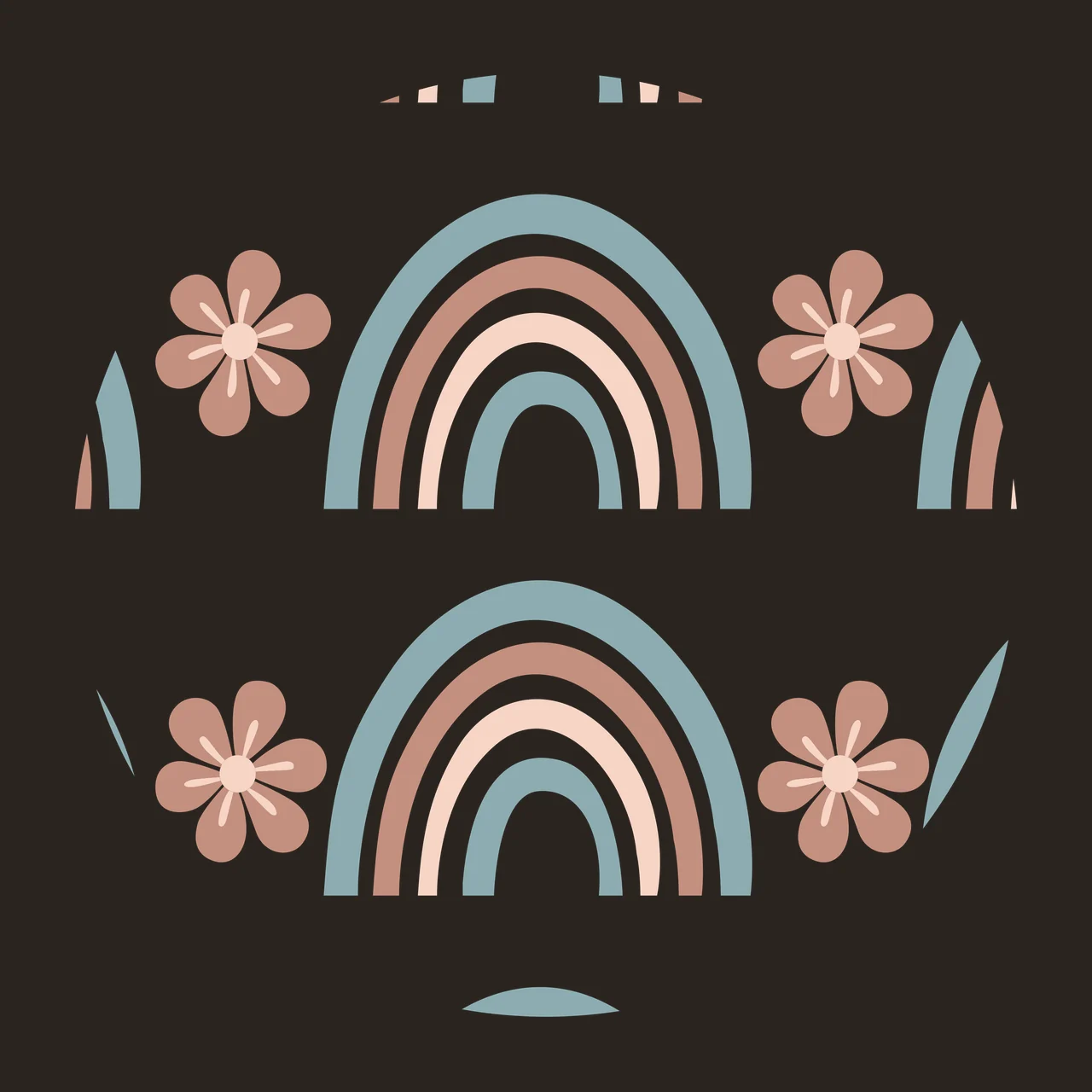 Keychain Black Circle With Rainbow And Flower pattern rainbows contrast preview thumbnail