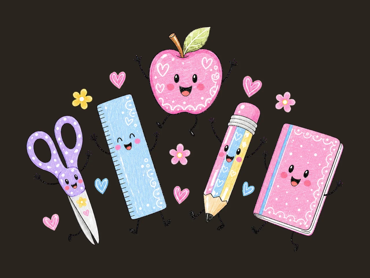 Pink School Doodle Teacher Life Be Kind Teacher Variation B contrast preview thumbnail