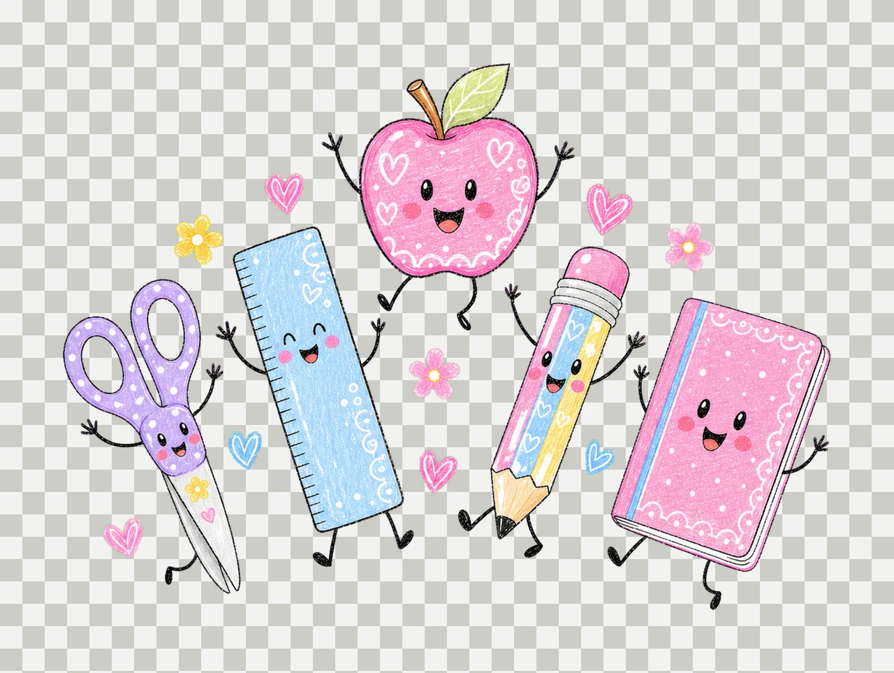 Pink School Doodle Teacher Life Be Kind Teacher Variation B transparency and detail preview thumbnail