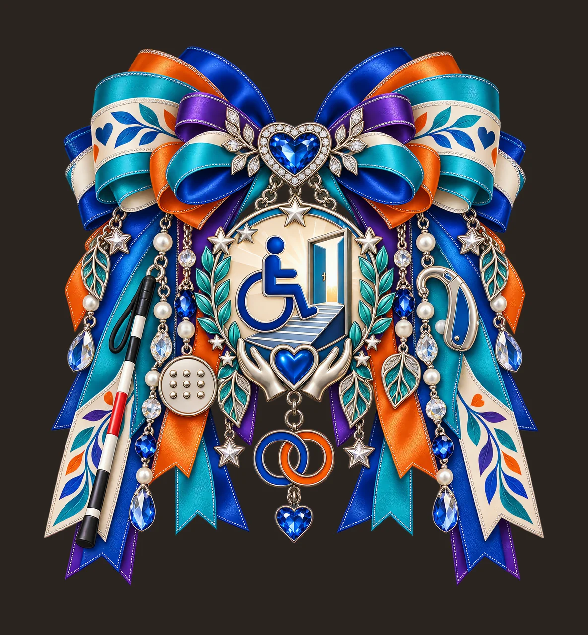 Disability Inclusion PNG, Wheelchair and Cane Coquette Bow, No Text Sublimation Clipart, Transparent Digital Download contrast preview thumbnail