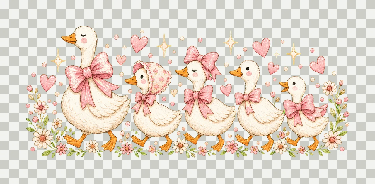 Vintage Mama Goose Preppy Mom Coquette Design Pink Goose transparency and detail preview thumbnail