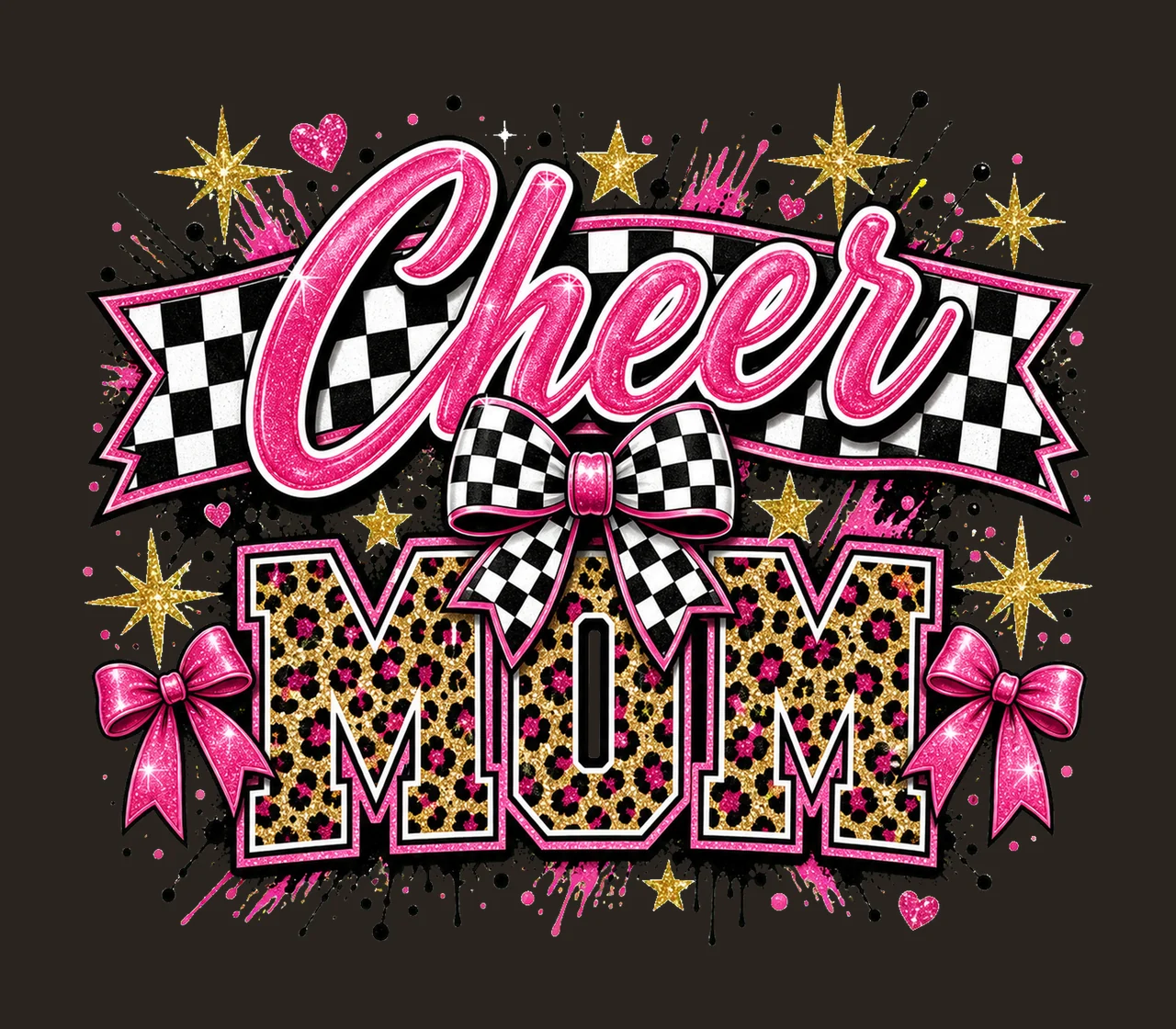 Checkered Coquette Cheer Mom Cheerleader Team Variation B contrast preview thumbnail
