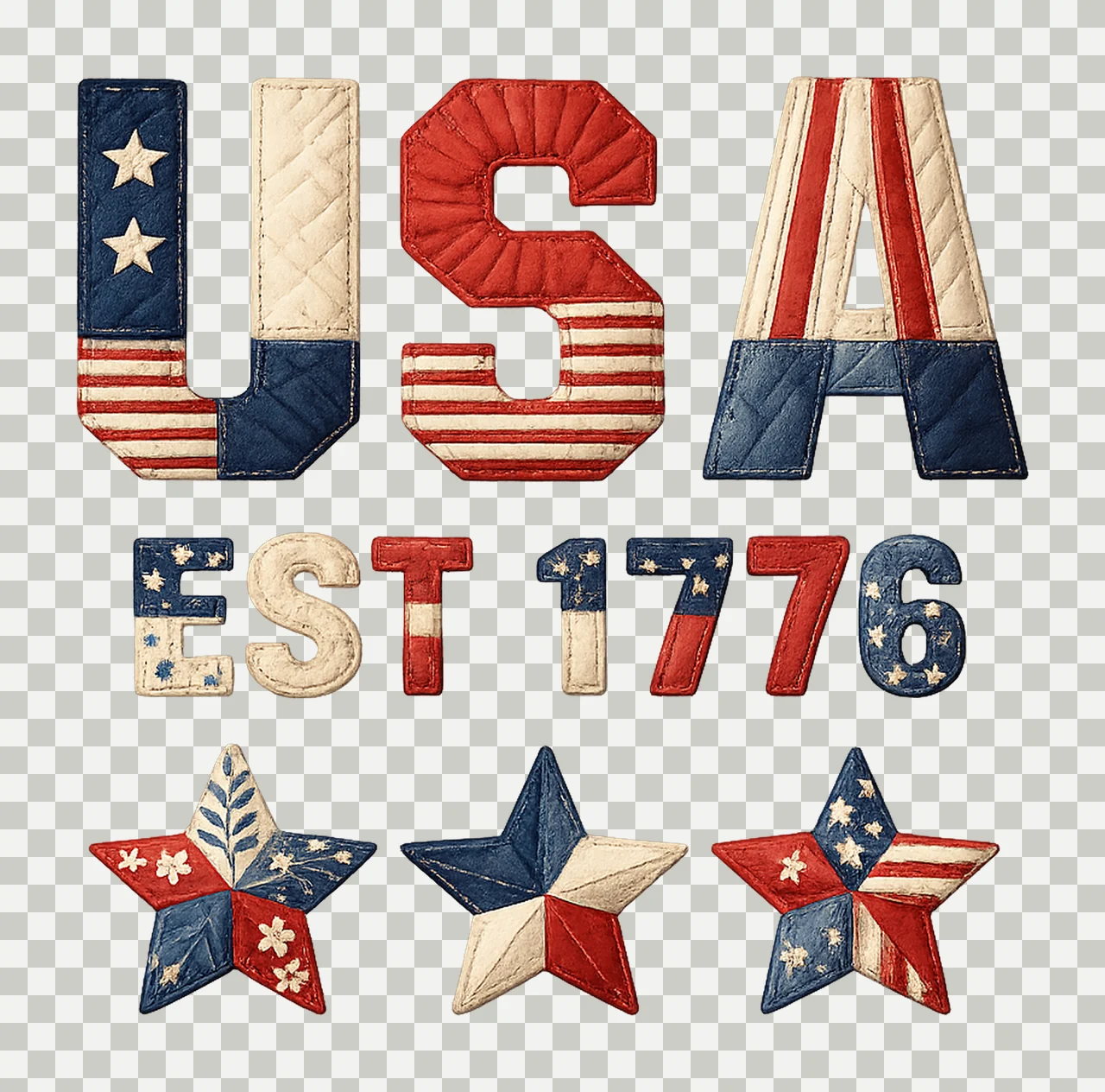 Faux Yarn USA 250 Anniversary Patriotic Sublimation Design transparency and detail preview thumbnail