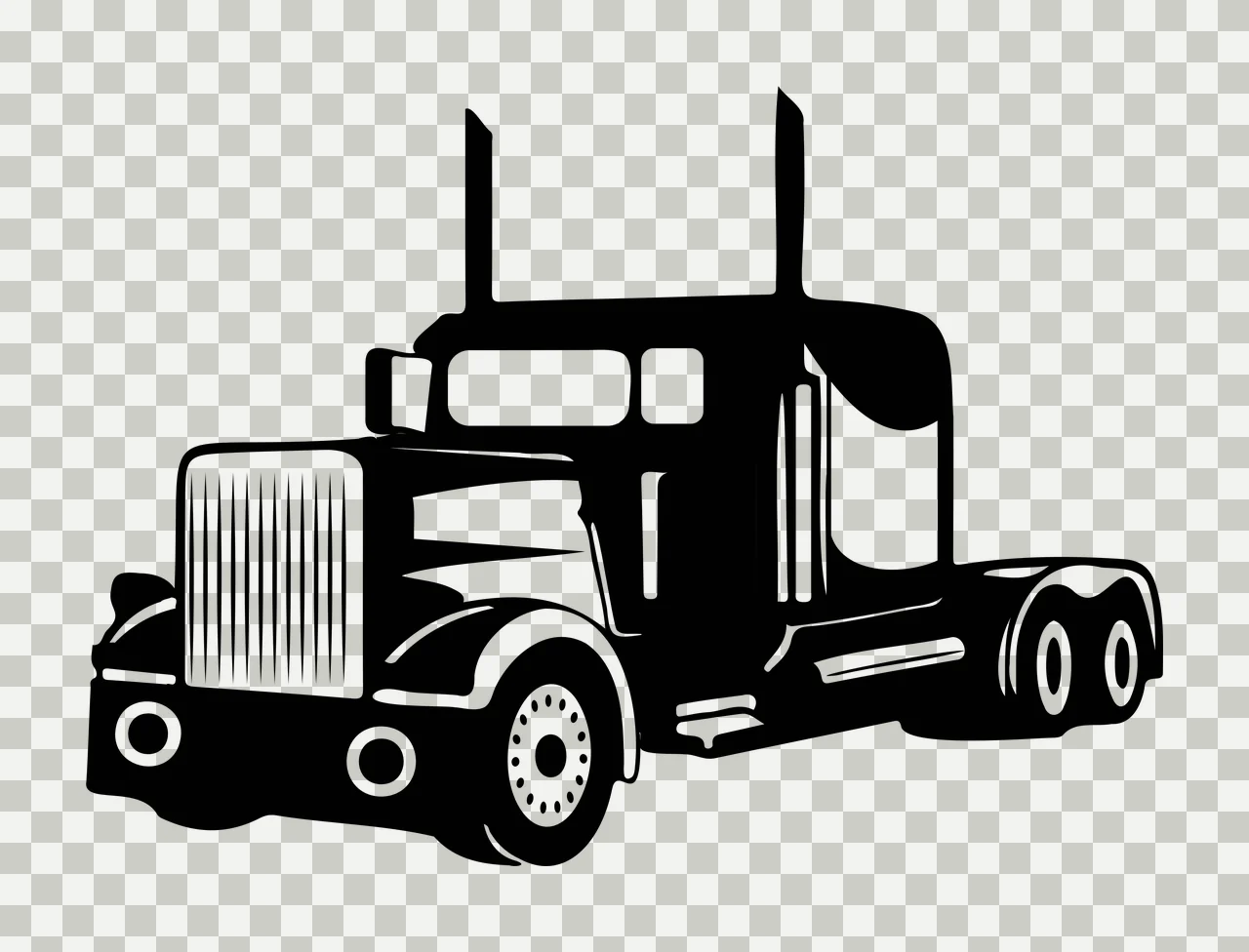 Truck Large Heavy Duty Semi Profile standing wheels exhaust pipes transparency and detail preview thumbnail