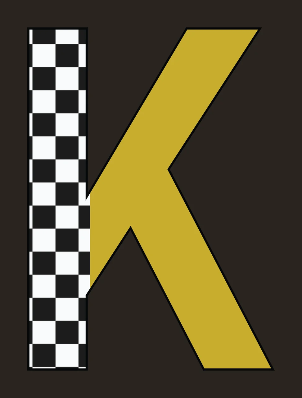 Can Glass Wrap K Letter Checkerboard Gold Graphic contrast preview thumbnail