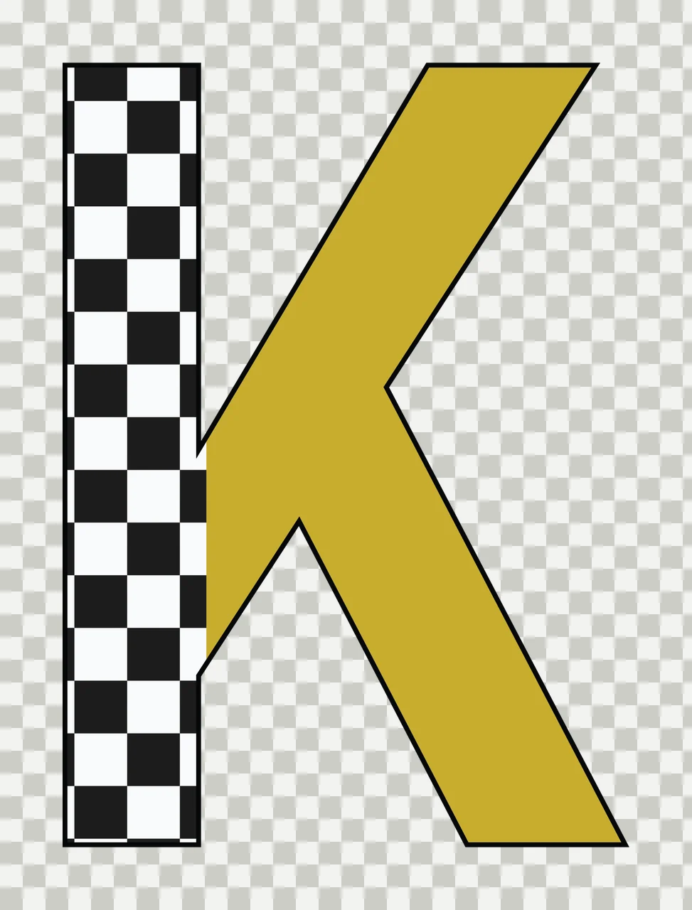 Can Glass Wrap K Letter Checkerboard Gold Graphic transparency and detail preview thumbnail