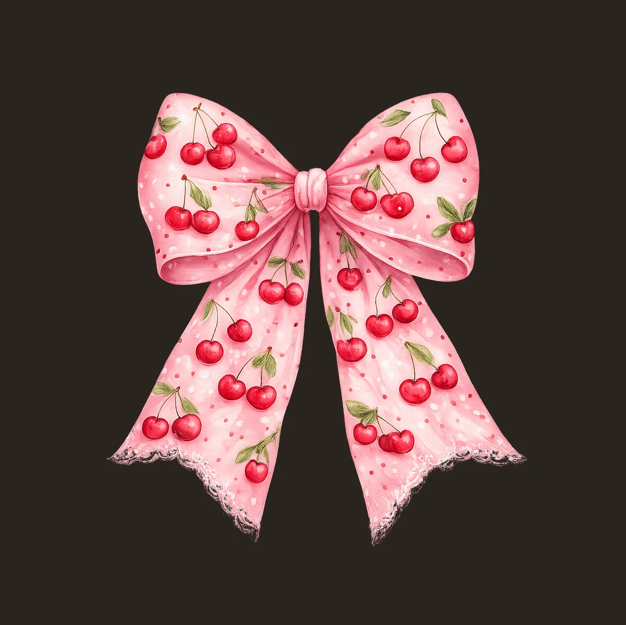 Cherry Bow Artwork Pink Coquette Design Cute Bow Cherry contrast preview thumbnail