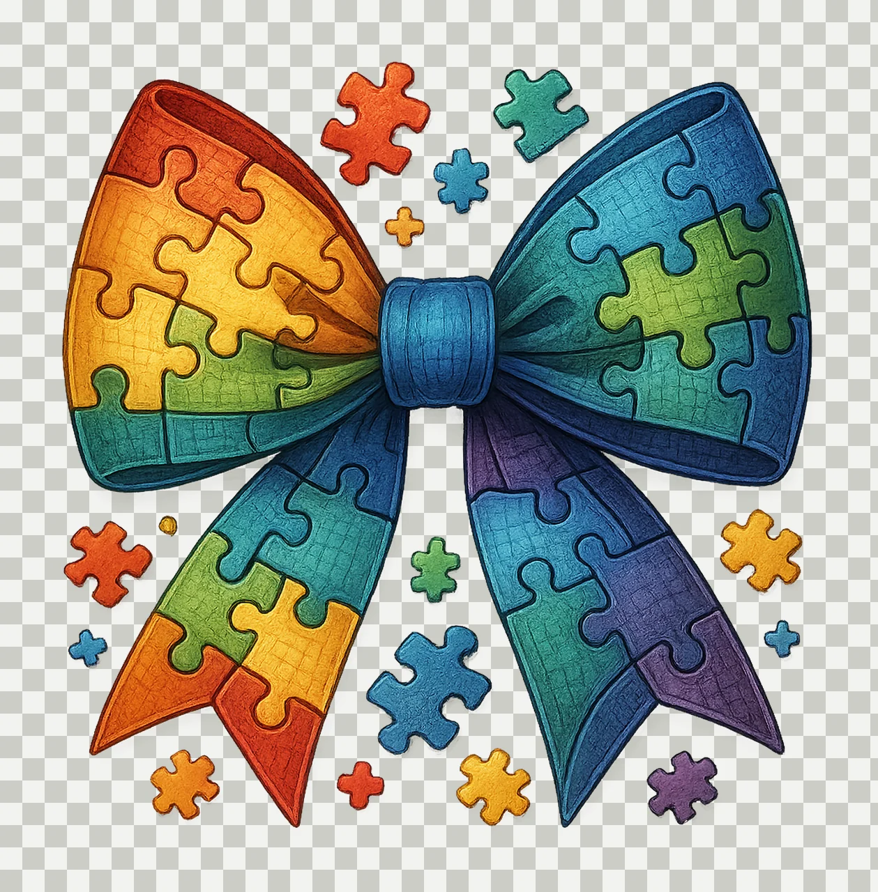 Coquette Autism Bow Autism Awareness Ribbon Sublimation transparency and detail preview thumbnail