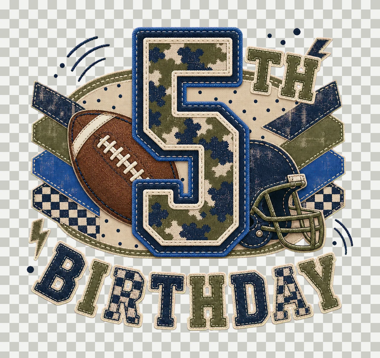 Star Camo Football Birthday sublimation instant Variation E transparency and detail preview thumbnail
