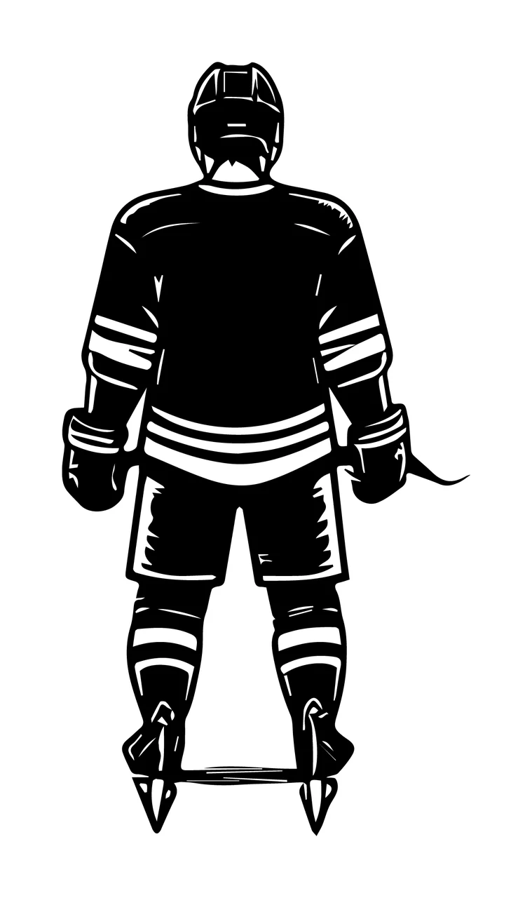Hockey Player Standing With Monochrome And Sport