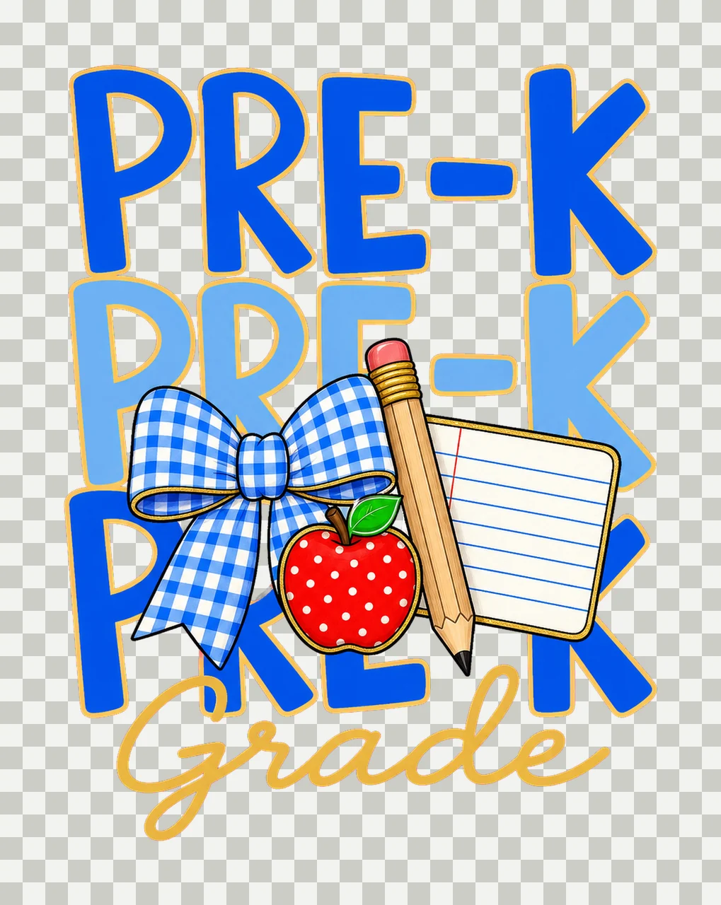Preppy Teacher Blue Gingham Grade Series Variation A transparency and detail preview thumbnail