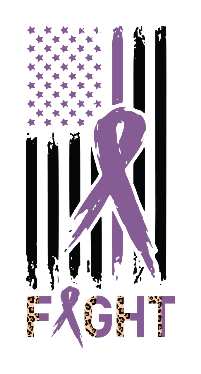 Awareness Fight Ribbon Flag Graphic stripes stars black typography