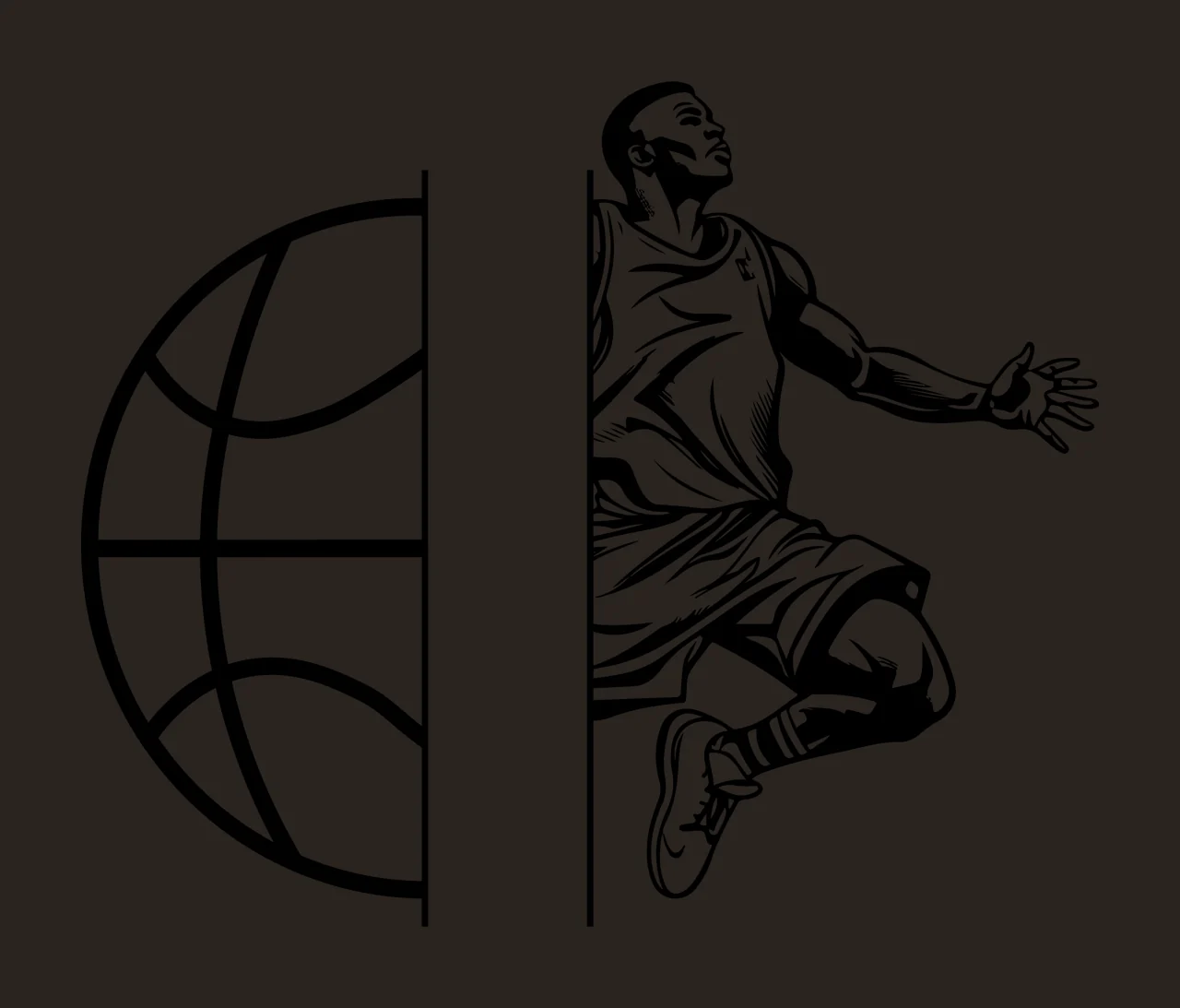 Ball Basketball Player And Silhouette jumping black white sport contrast preview thumbnail