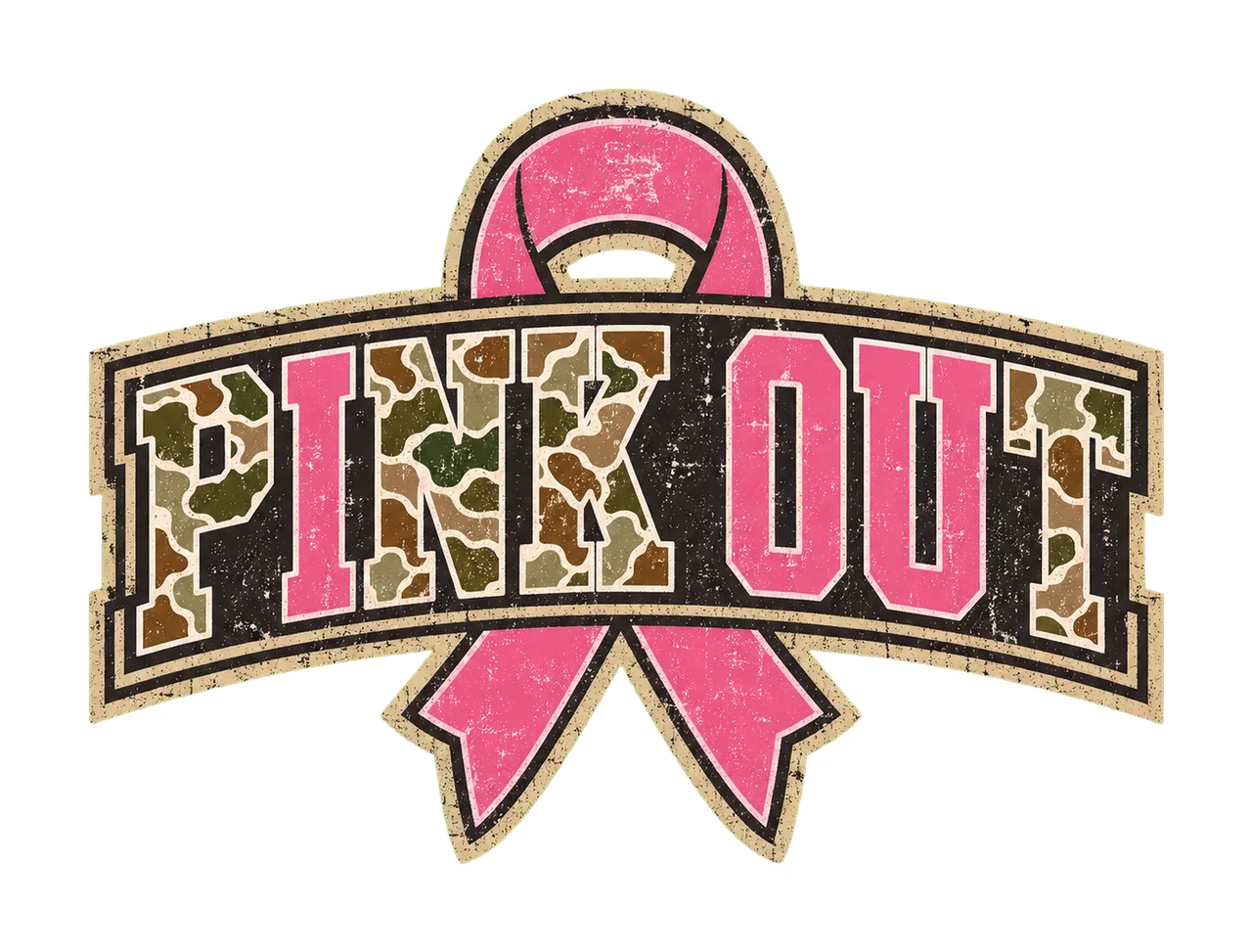 Retro Camo Pink Out Breast Cancer Awareness Variation C