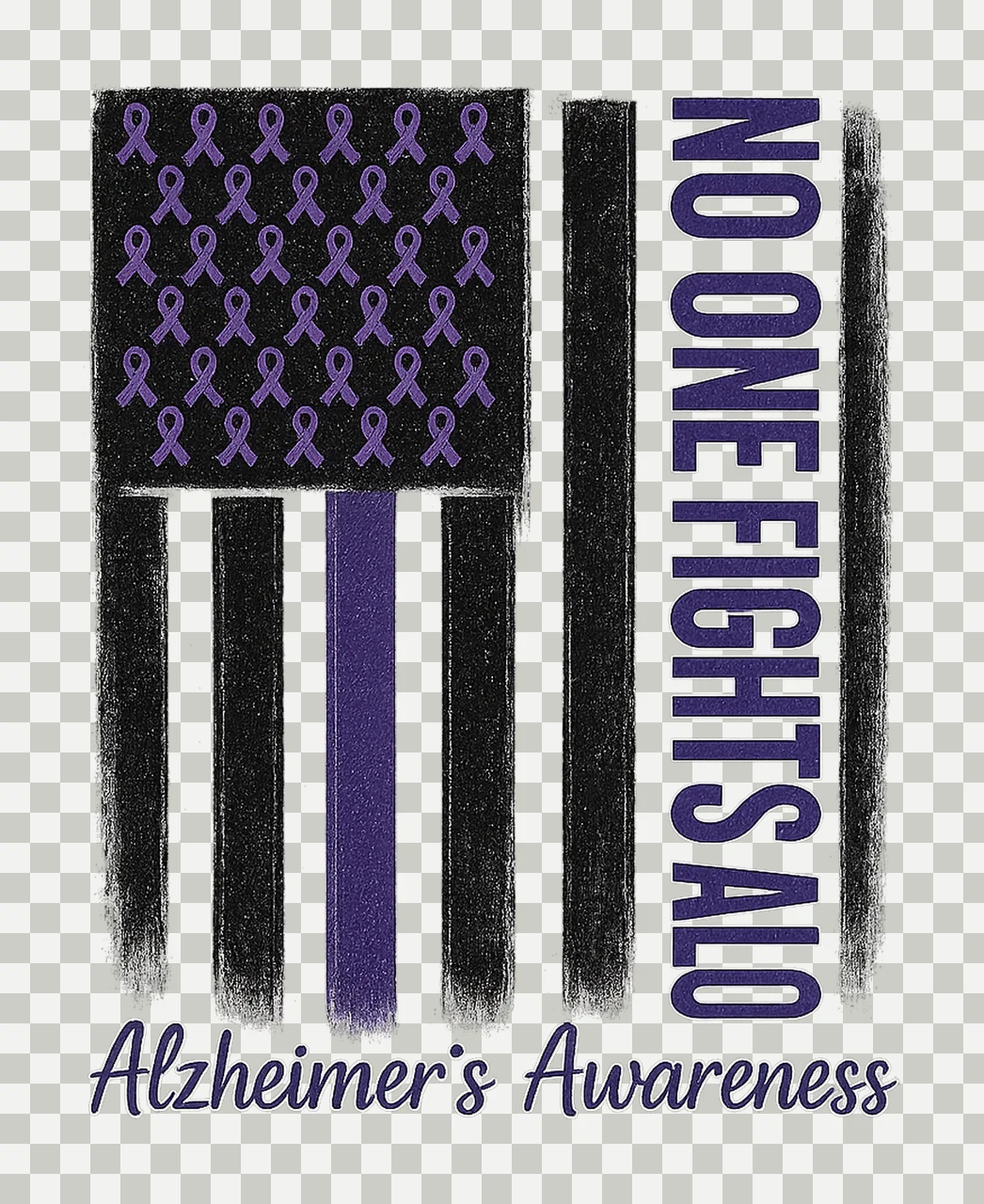 Alzheimers awareness purple ribbon flag sublimation design transparency and detail preview thumbnail