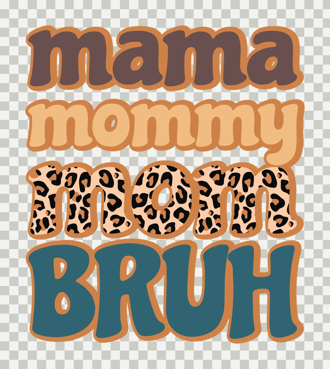 Mama mommy mom BRUH Typography in Brown transparency and detail preview thumbnail