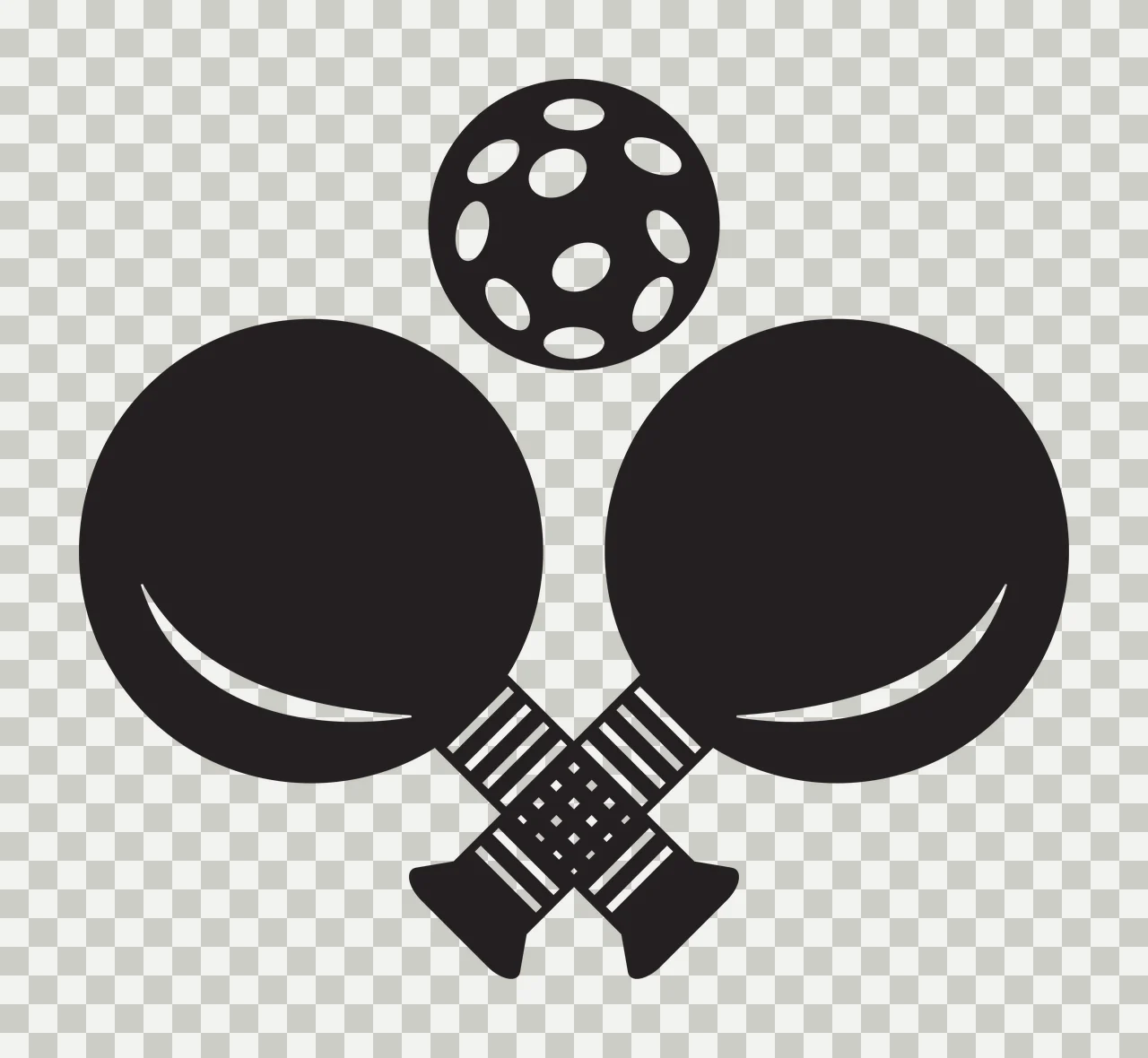 Pickleball Paddles And Ball Icon crossed silhouette black sport transparency and detail preview thumbnail