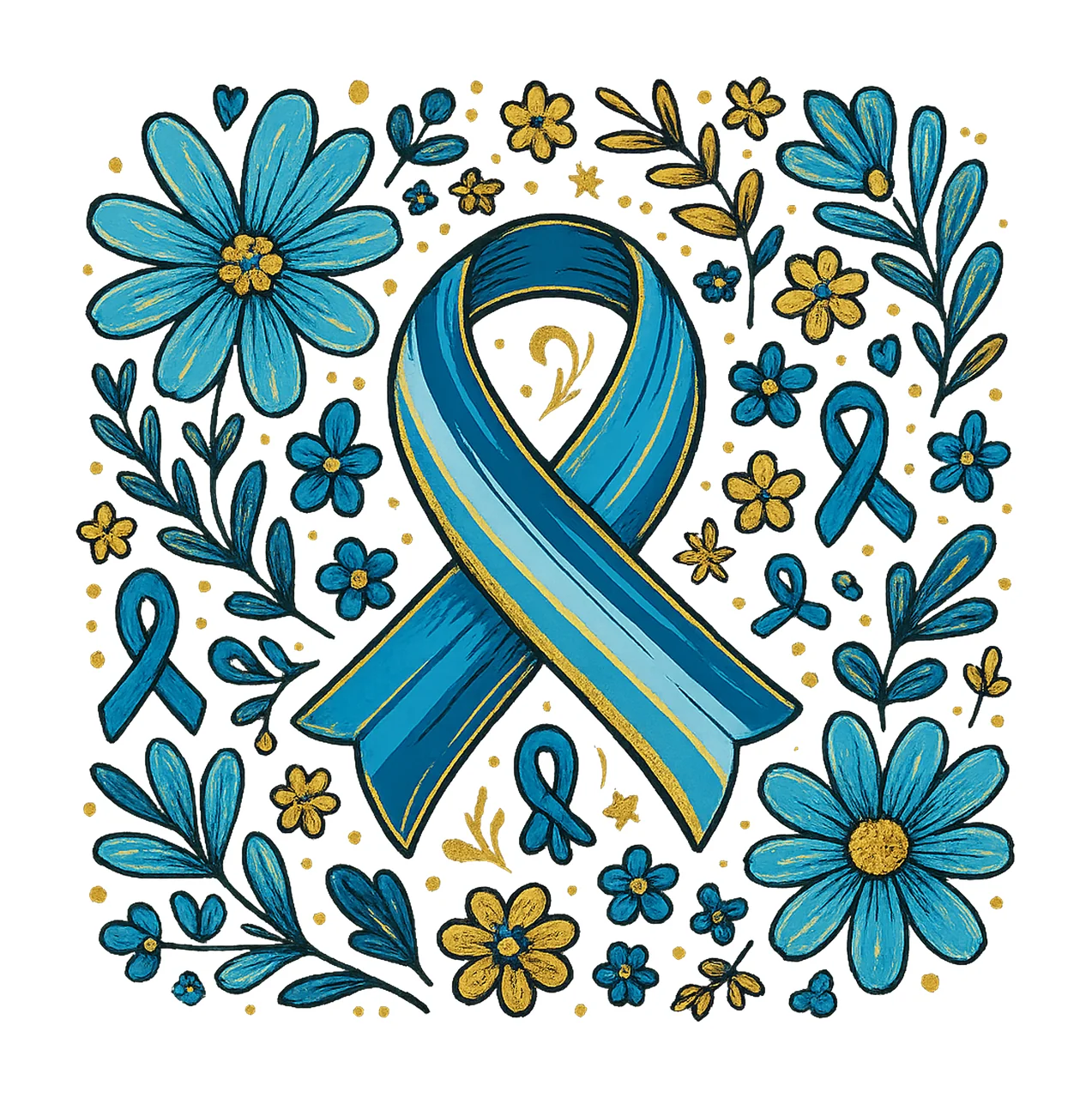 Diabetes Awareness Ribbon Blue Ribbon Digital Diabetes