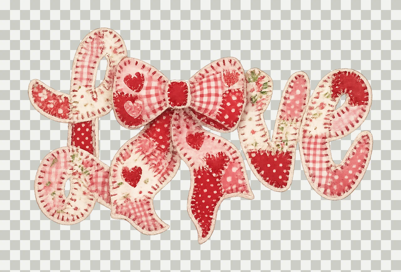 Love Bow Gingham Heart And Ribbon pattern fabric display transparency and detail preview thumbnail