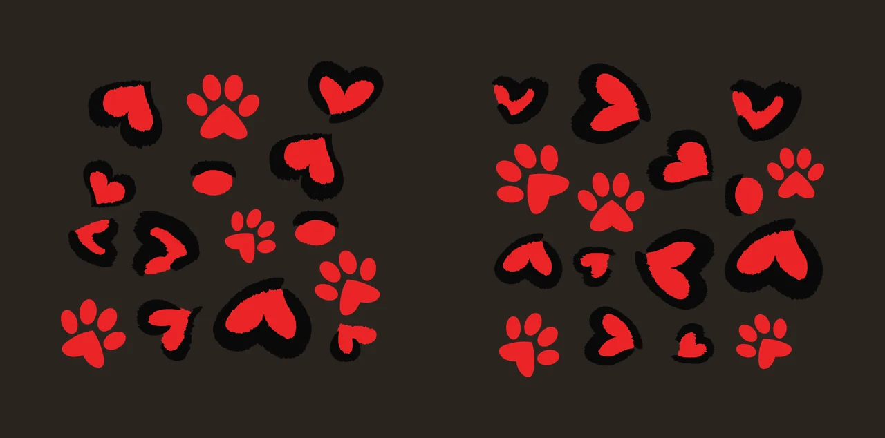 Paw Can Glass Wrap Heart And Print Scattered hearts prints contrast preview thumbnail