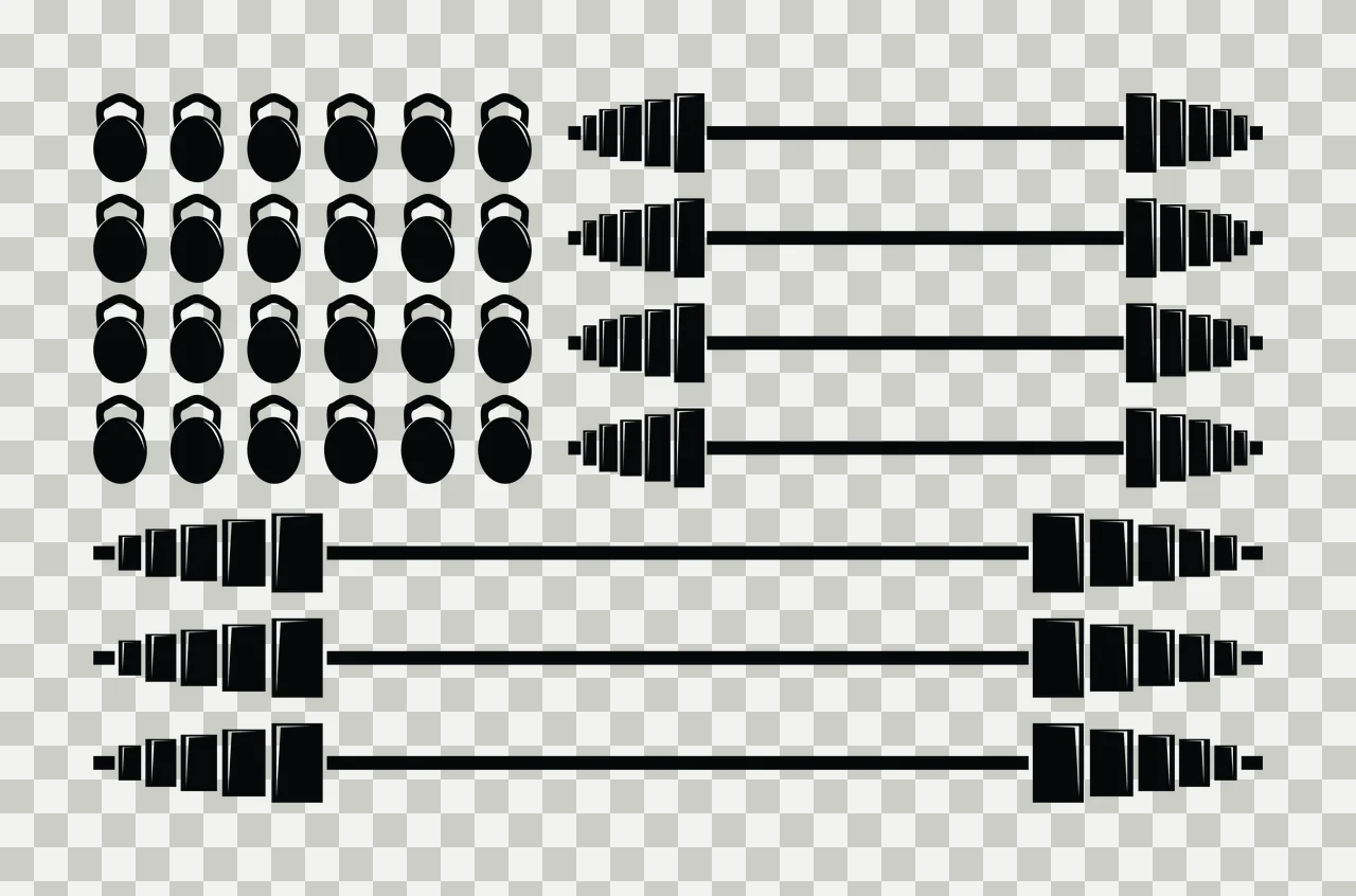 Flag Black Kettlebell And Barbell Icons Arranged kettlebells barbells transparency and detail preview thumbnail
