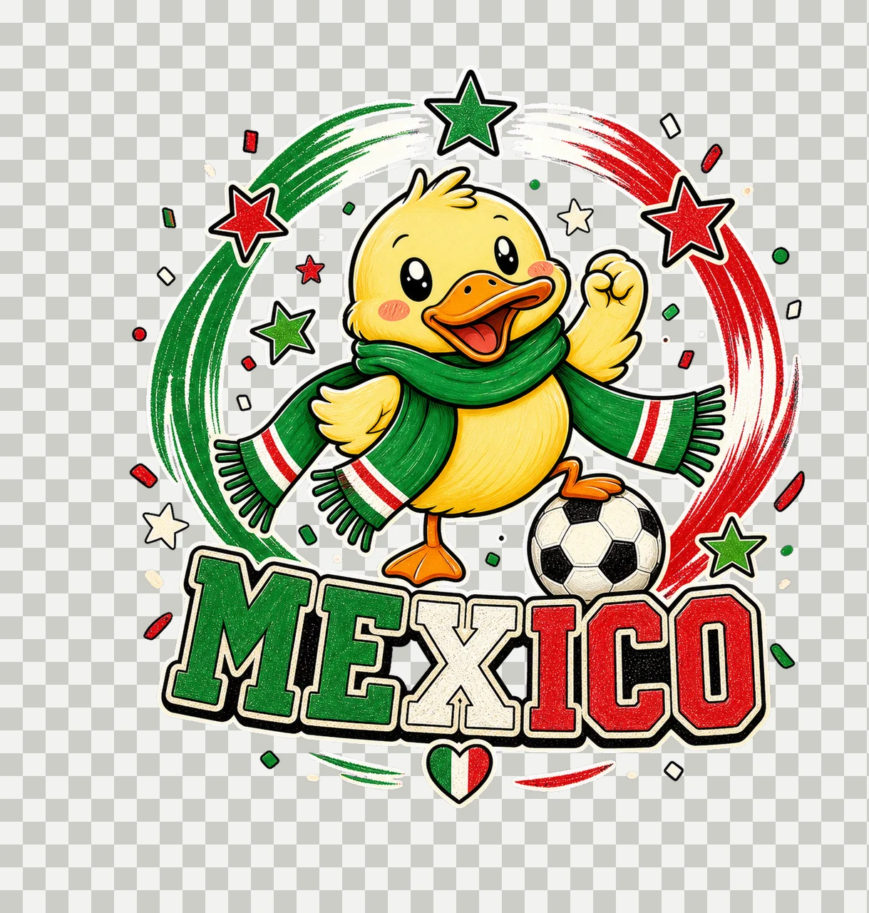 Mexico Soccer Duck Fan sublimation instant shirt Variation C transparency and detail preview thumbnail