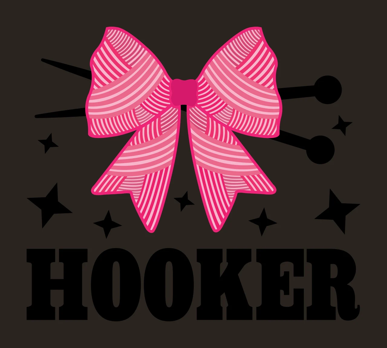 Hooker With Bow And Needles knitting stars typography black contrast preview thumbnail
