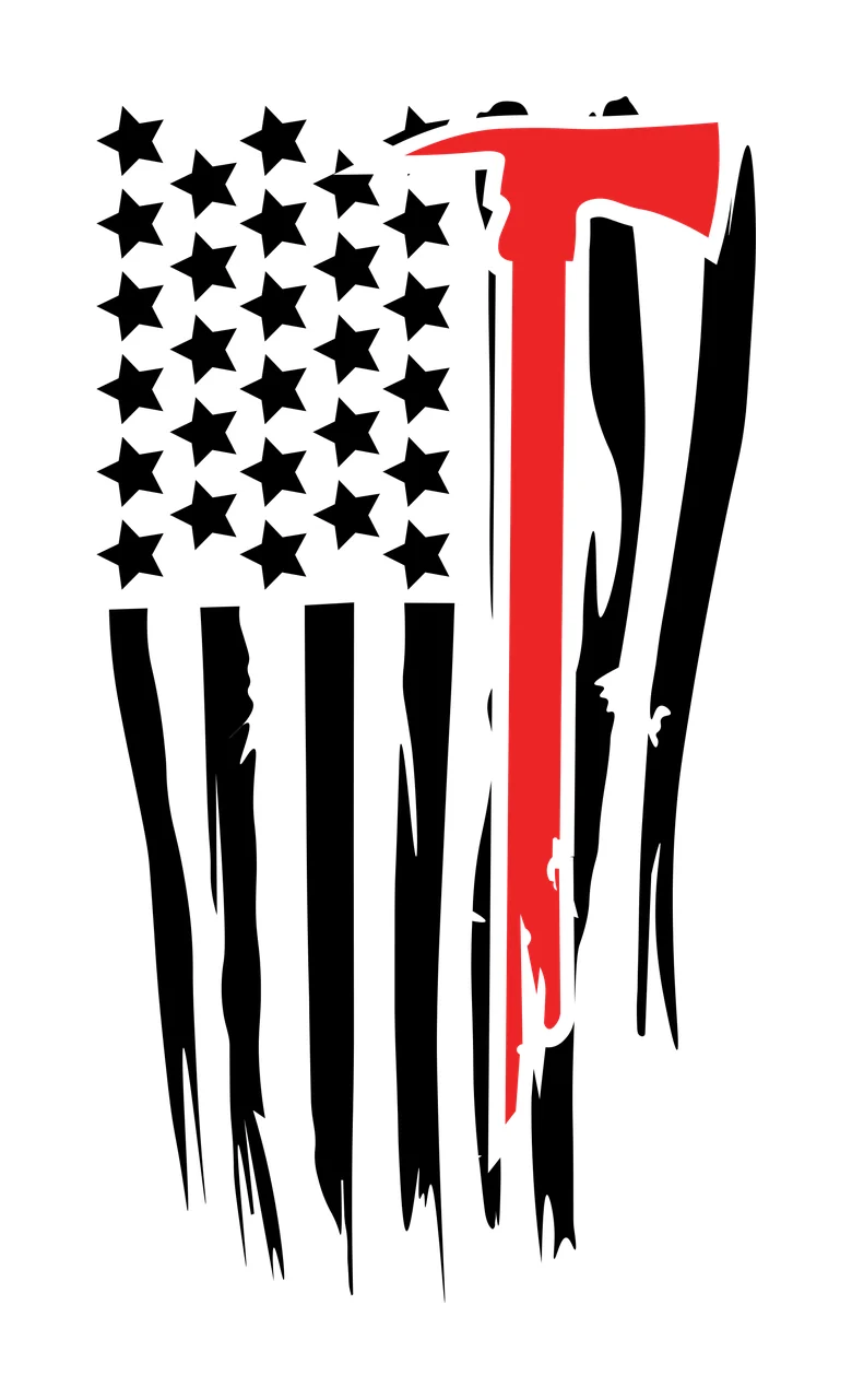 Flag Distressed American With Axe and stars stripes black white
