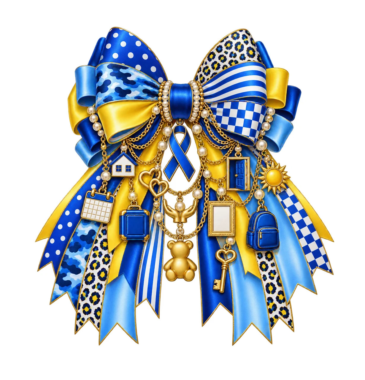Foster Care Awareness Bow Charm PNG, Gold Chain Charms, Transparent Sublimation Design, Digital Download