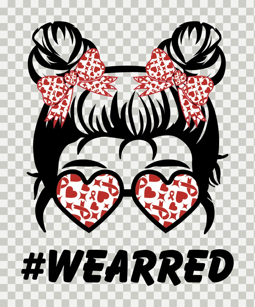 Wearred Text With Girl Head Silhouette typography hair buns transparency and detail preview thumbnail