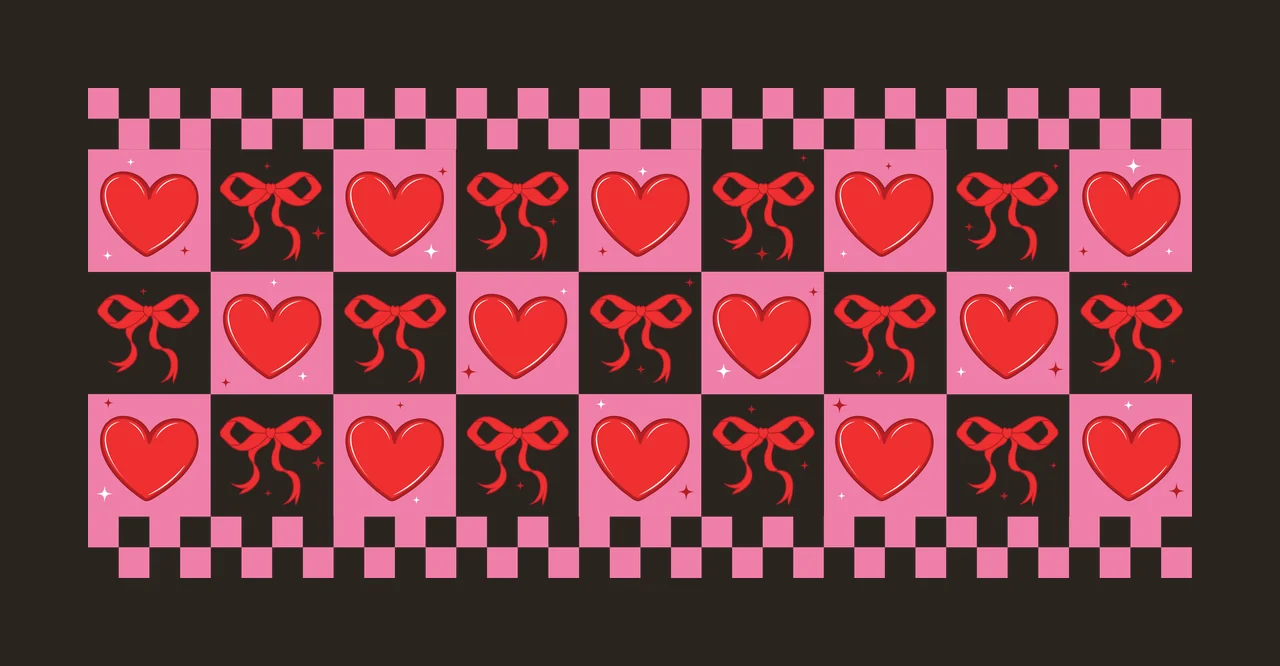 Bow Checkered Border With Bows Pattern Repeat Star Graphic design contrast preview thumbnail