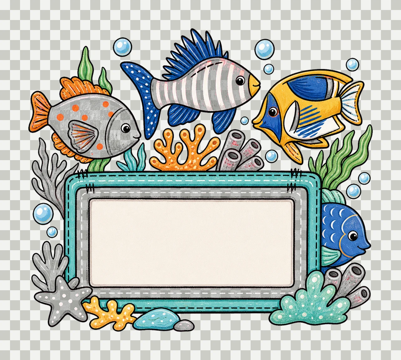 Colorful fish underwater with Name Patch girly Variation F transparency and detail preview thumbnail