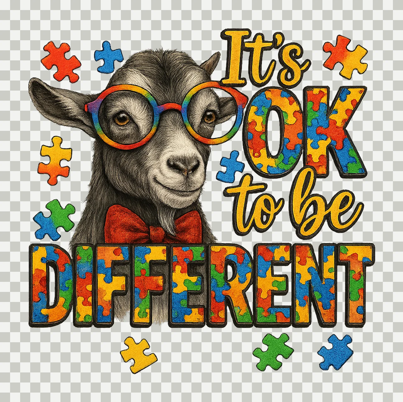 Autism Awareness Cow It Ok To Be Different Design transparency and detail preview thumbnail