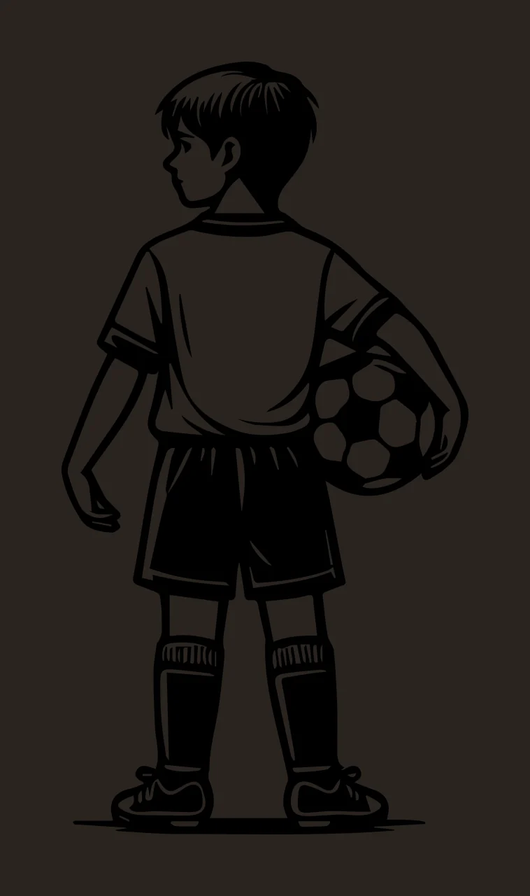 Soccer Ball Boy Standing uniform socks silhouette black white contrast preview thumbnail