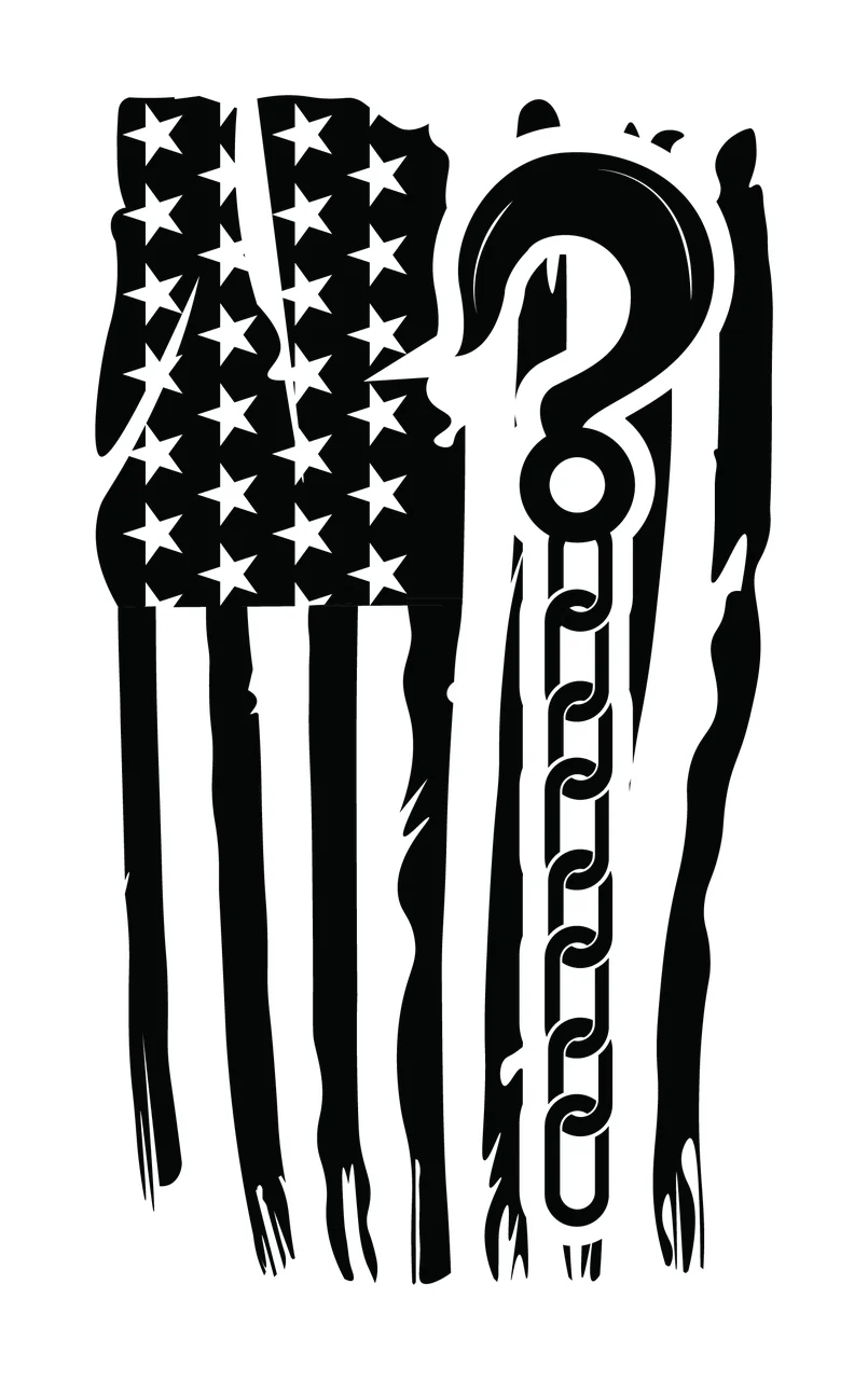 Flag Graphic With Vertical Hanging Chain stars stripes hook