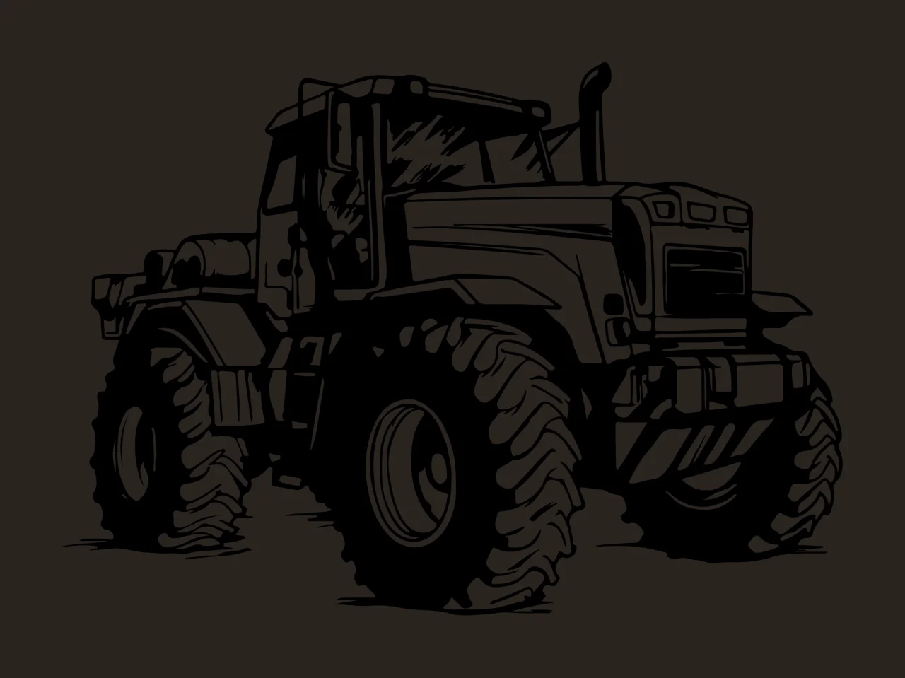 Black Tractor Graphic Heavy Tread stationary wheels fenders contrast preview thumbnail