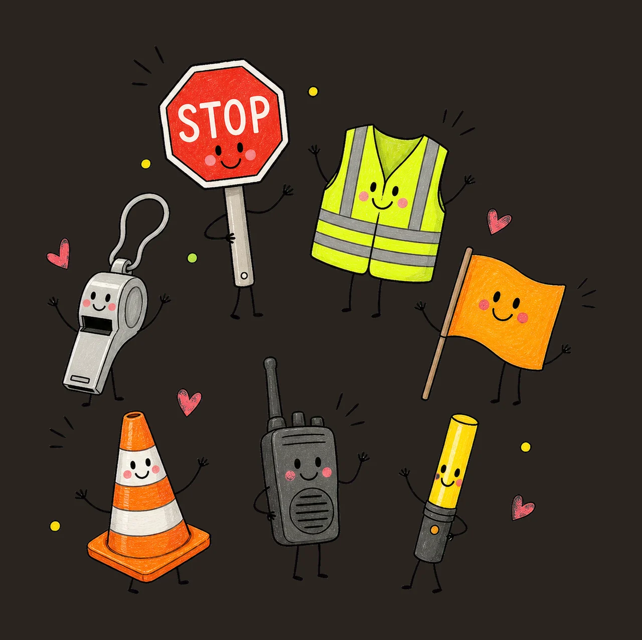 Crossing Guard School Employee Doodles Cute Variation A contrast preview thumbnail