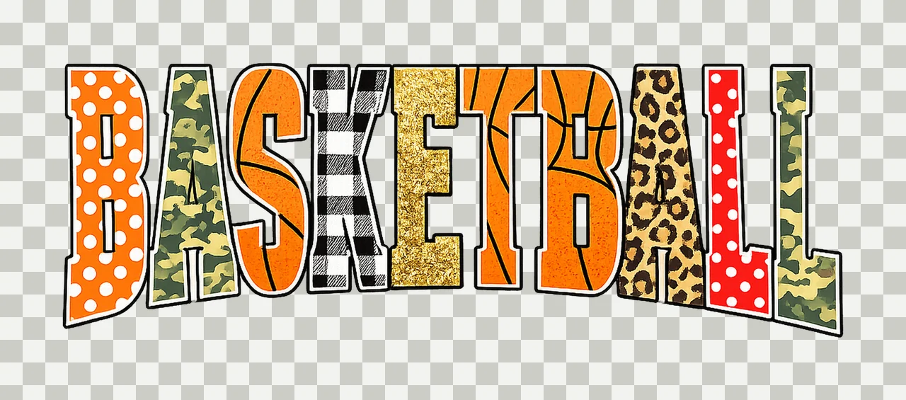 Retro Basketball Game Day Stripes and Leopard Design art transparency and detail preview thumbnail