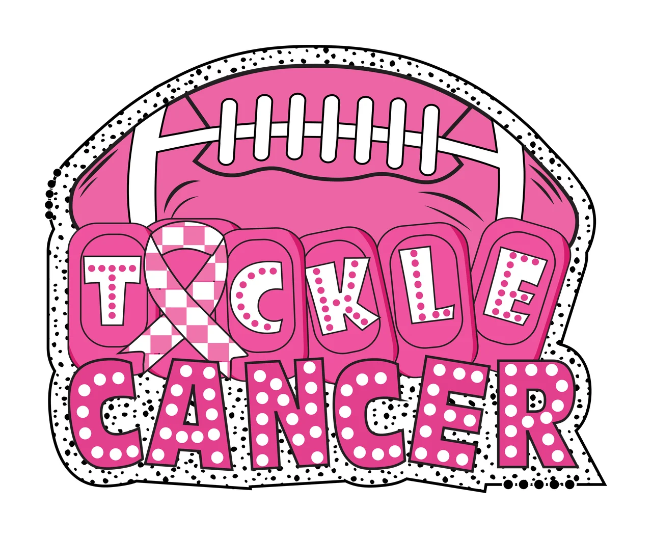 Cancer Dots Black Semi Circular Shape With Text white circle