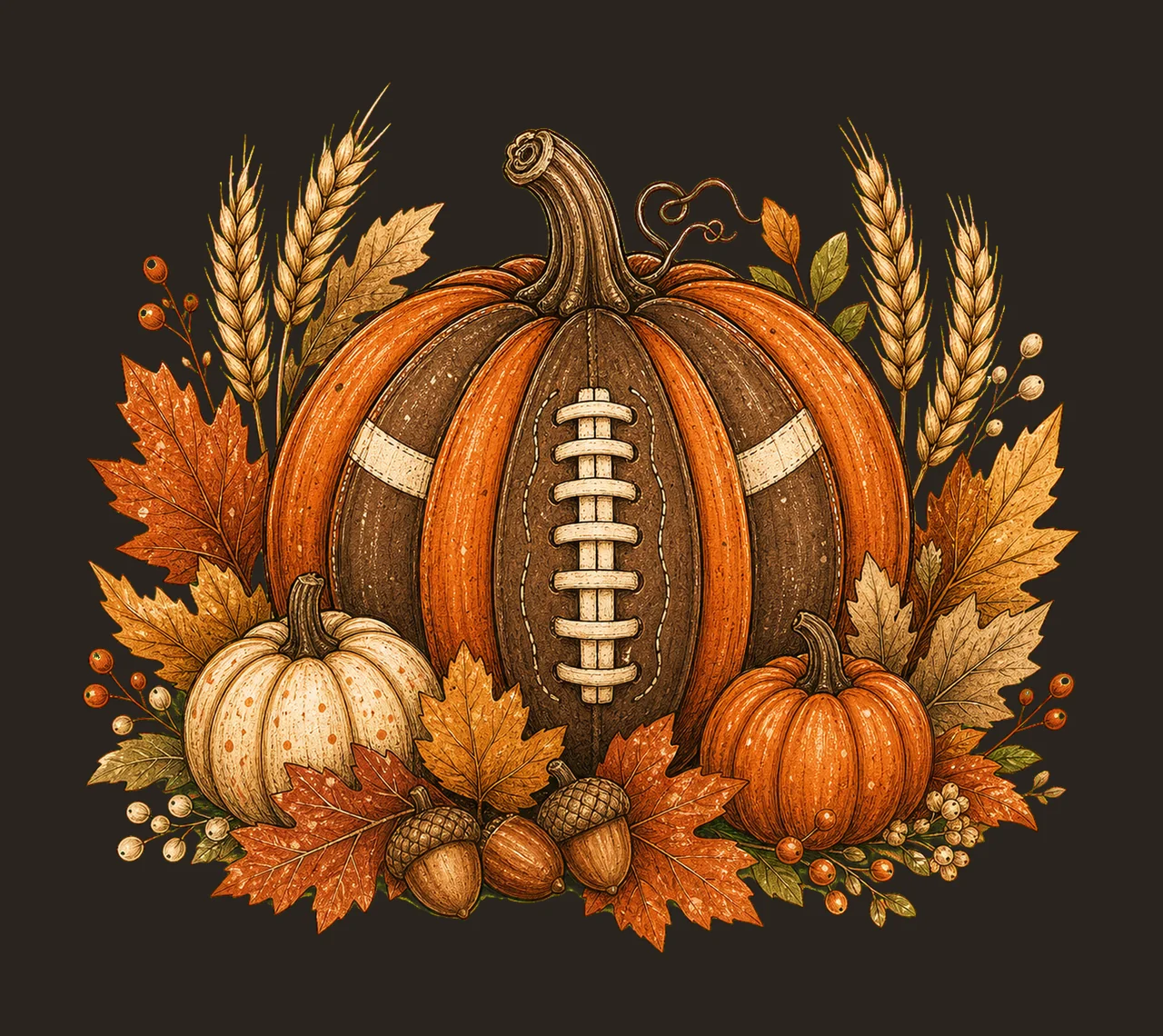Football Fall Pumpkin Vintage Cozy Fall Shirt Variation A contrast preview thumbnail