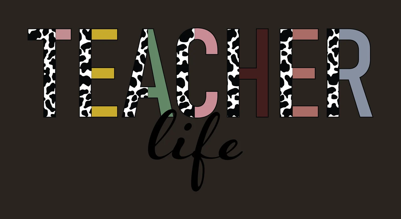 Teacher Life Text Graphic black white typography school education contrast preview thumbnail