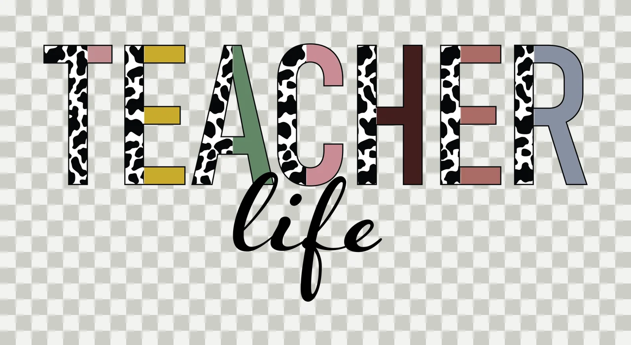 Teacher Life Text Graphic black white typography school education transparency and detail preview thumbnail