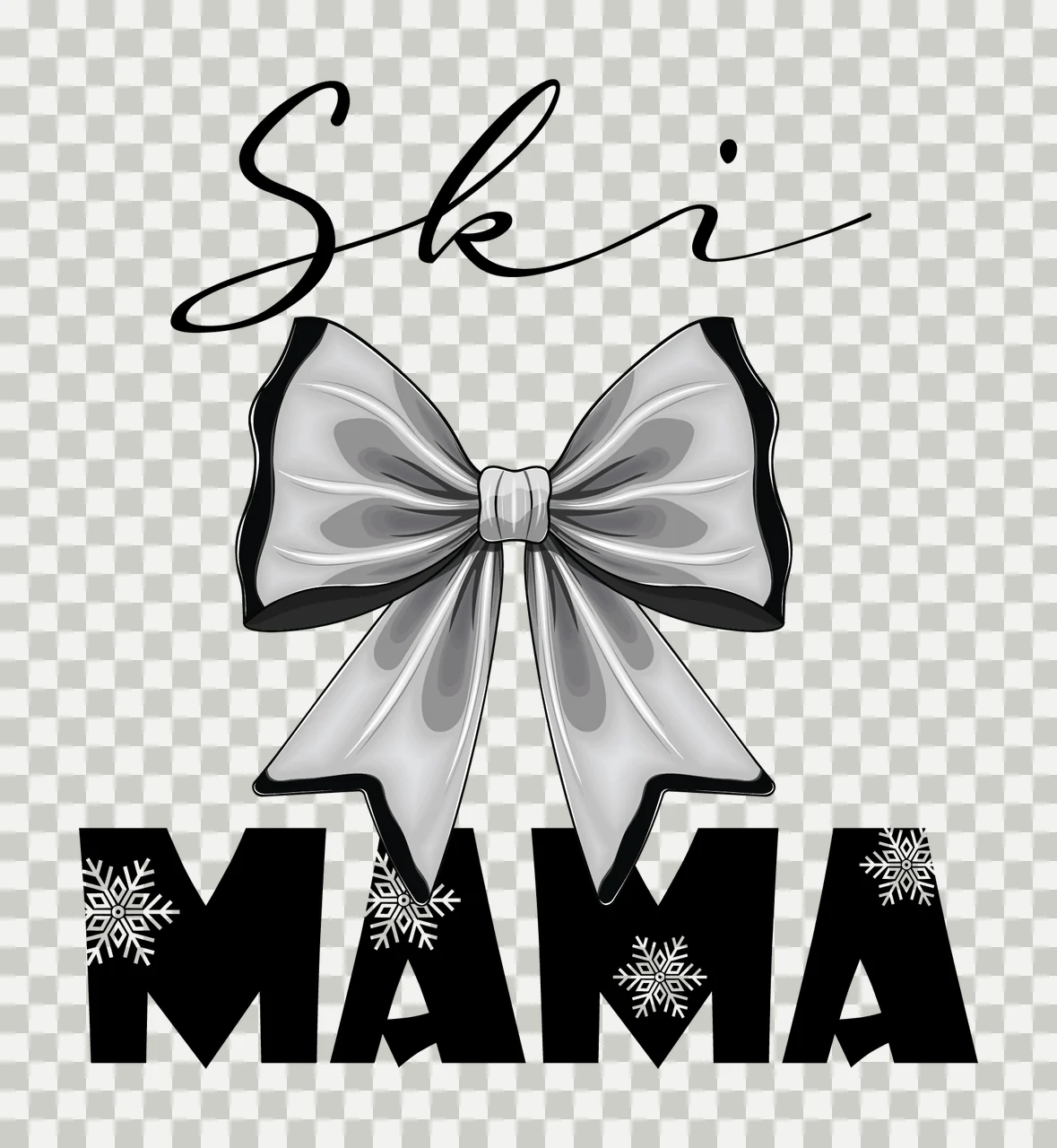 Ski Mama Snowflake Bow Design Decorating snowflakes minimalist transparency and detail preview thumbnail