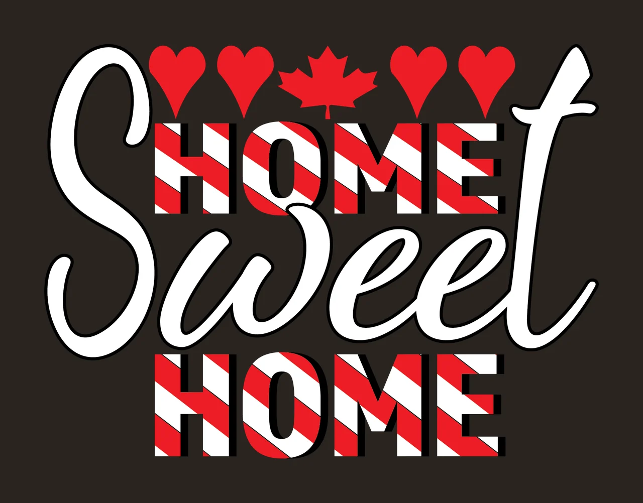 Home Sweet Home With Leaf text and maple decorating hearts contrast preview thumbnail