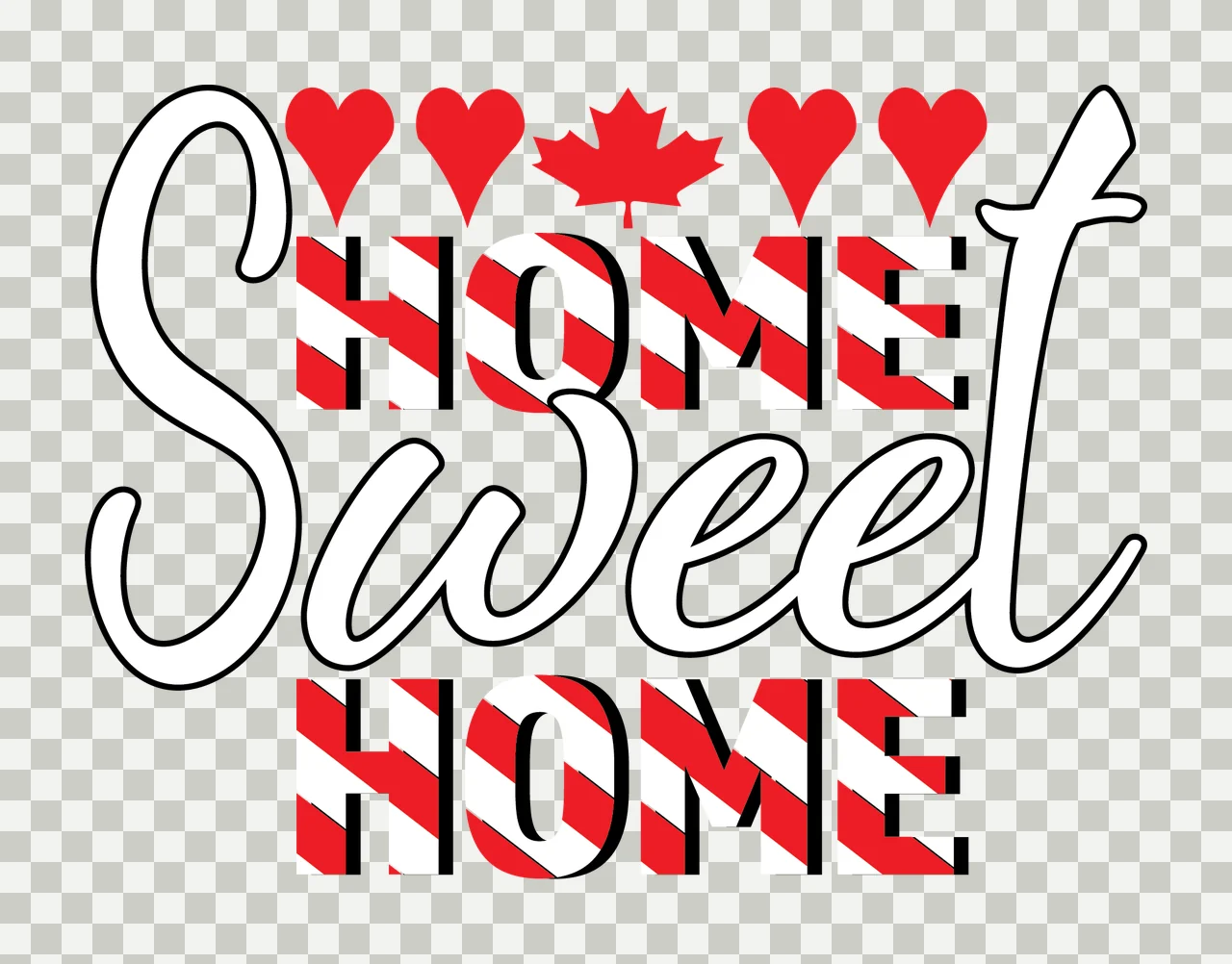 Home Sweet Home With Leaf text and maple decorating hearts transparency and detail preview thumbnail