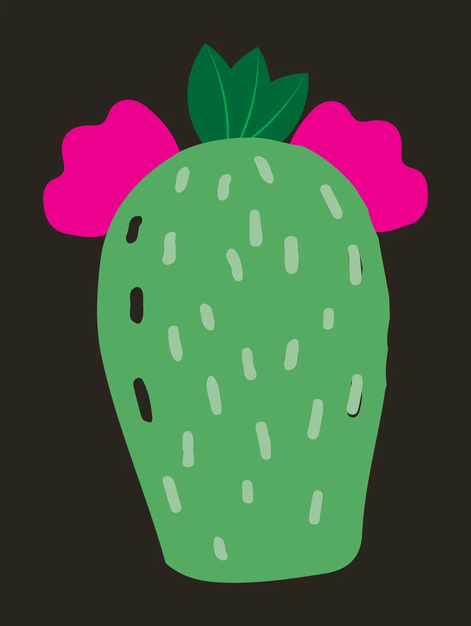 Flat Cartoon Illustration of Cactus with pink flowers and green leaves with green cactus body, pink flower shapes and white and light green dots contrast preview thumbnail
