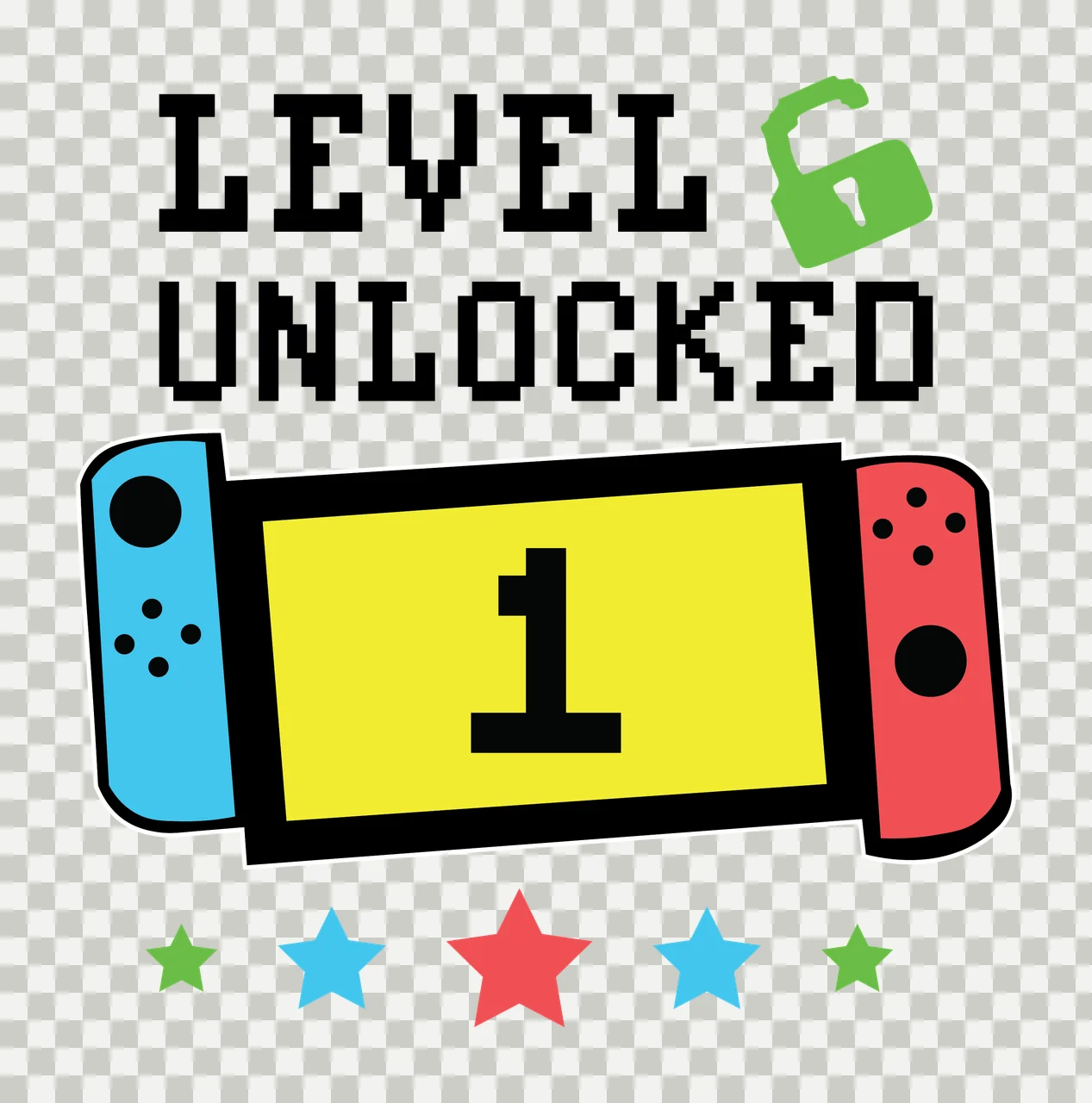 Level Unlocked Text With Open Lock And Simple icon banner stars transparency and detail preview thumbnail
